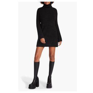 Steve Madden, Abbie Long Sleeve Sweater Minidress, XS, Black